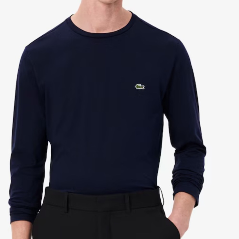 LACOSTE LONG SLEEVE PIMA COTTON T-SHIRT NAVY - XXL
